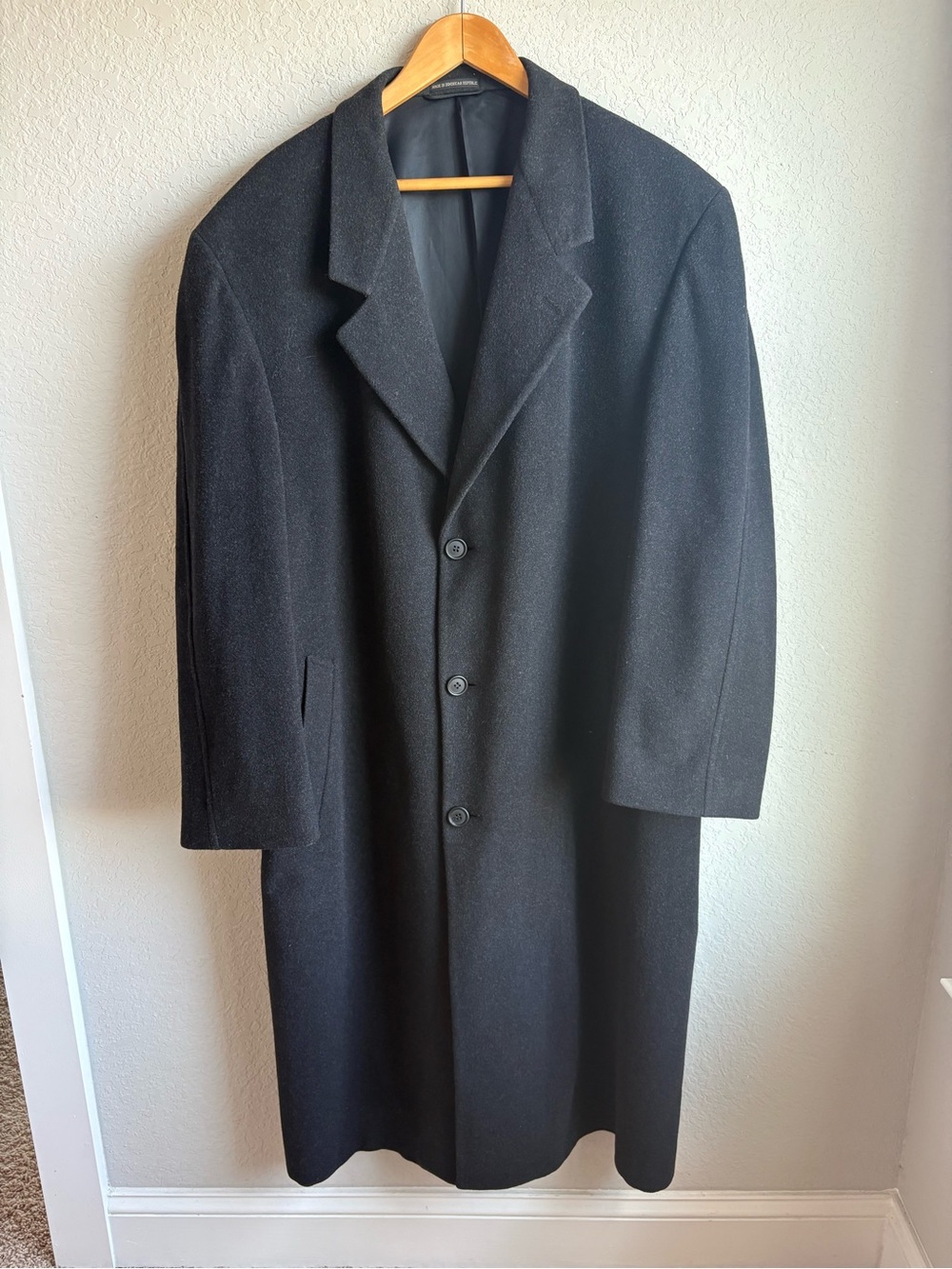 Britches of Georgetown Vintage Black Wool Blend Full Length Overcoat XXL 50